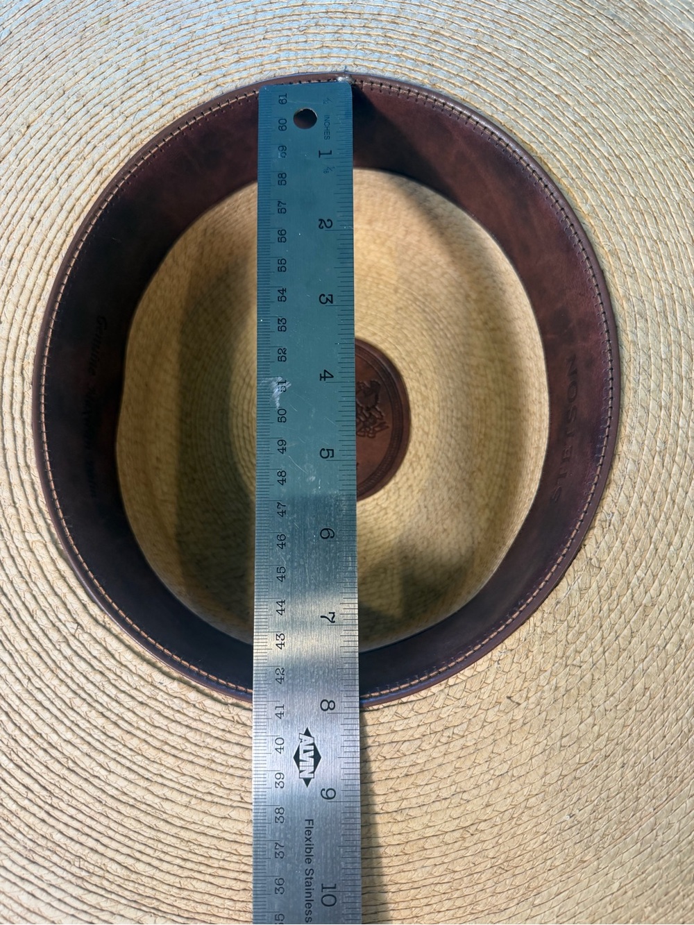 Stetson Natural Straw Wide-Brim Hat with Black Band Boater Palm Size XXL - Picture 4 of 8
